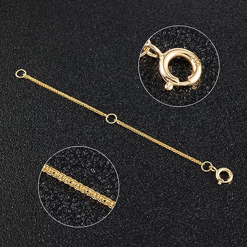 18K Solid Gold Extender for Necklace Bracelet Real Durable Adjustable Chain Gold Extension for Women 2 Inches - color: A