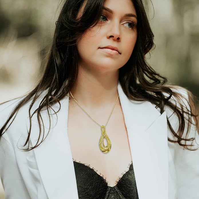 Madison Tyler Gold Plated Jewelry Set for Women | Silver Teardrop Pendant Necklace Trendy | Long Necklace with Snake Chain | Fashion Dangle Earring Set