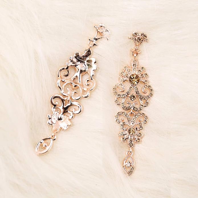 mecresh Gold/Silver Rhinestone Chandelier Wedding Bridal Dangle Earrings