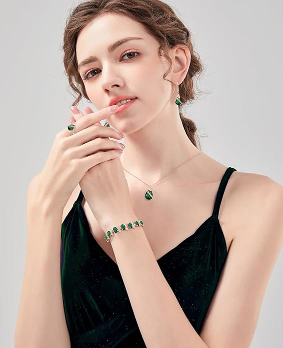 LMXXVJ Jewelry Set for Women,Teardrop Cubic Zirconia Necklace Earrings Adjustable Ring Bracelet Jewelry Set Formal Jewelry Gift