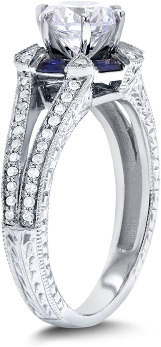 Kobelli Art Deco Moissanite Engagement Ring 14k White Gold