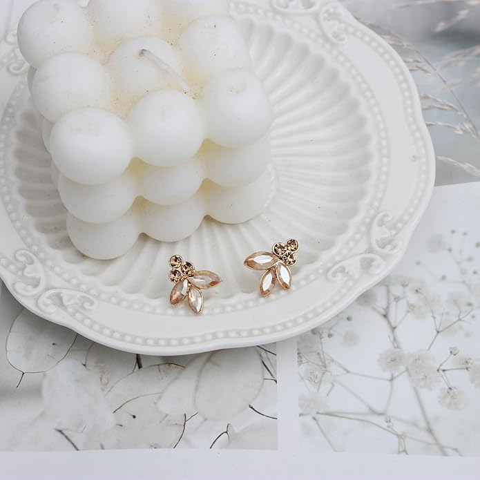 Bridal Wedding Crystal Leaf Choker Necklace Dangle Earring Bracelet Brides Bridesmaid Jewelry Set for Women