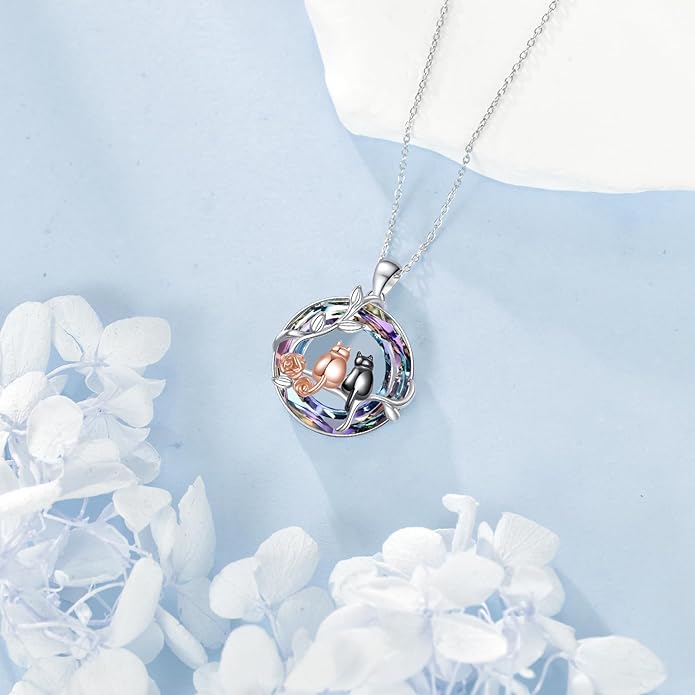 YFN 925 Sterling Silver Hummingbird/Cardinal/Cat Necklace for Women Animal Pendant with Adjustable 18"+2" Chain Jewelry Gift for Christmas, Valentine's Day, Mother's Day, Birthday-Gift Box Included