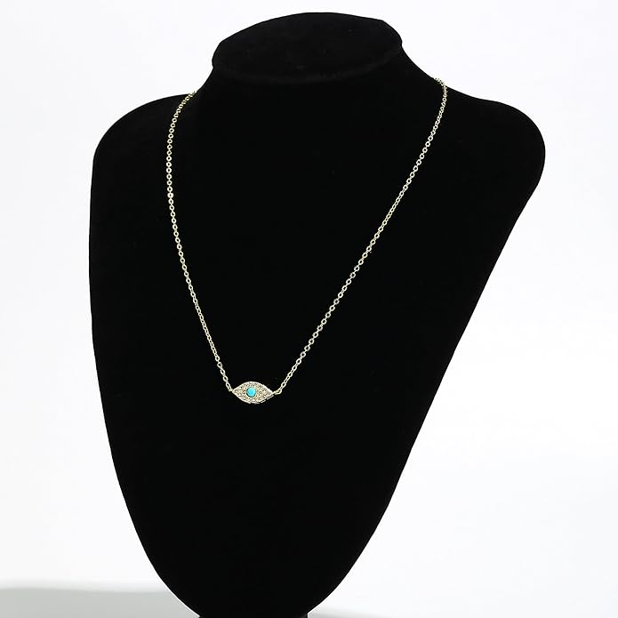Evil Eye Necklace for Women 14K Gold Plated Delicate Necklaces Blue White CZ Diamond Pendant Necklace Cute Boho Tiny Evil Eye Lucky Protection Jewelry Gift for Women