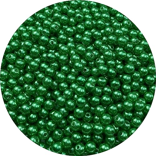 Pinhoollgo 800pcs Pearl Beads 6mm Round Pearl Beads with Hole for DIY Bracelet Necklace Jewelry Making Supplies Handmade Craft(Green) - color: Green, size: 6mm/800pcs