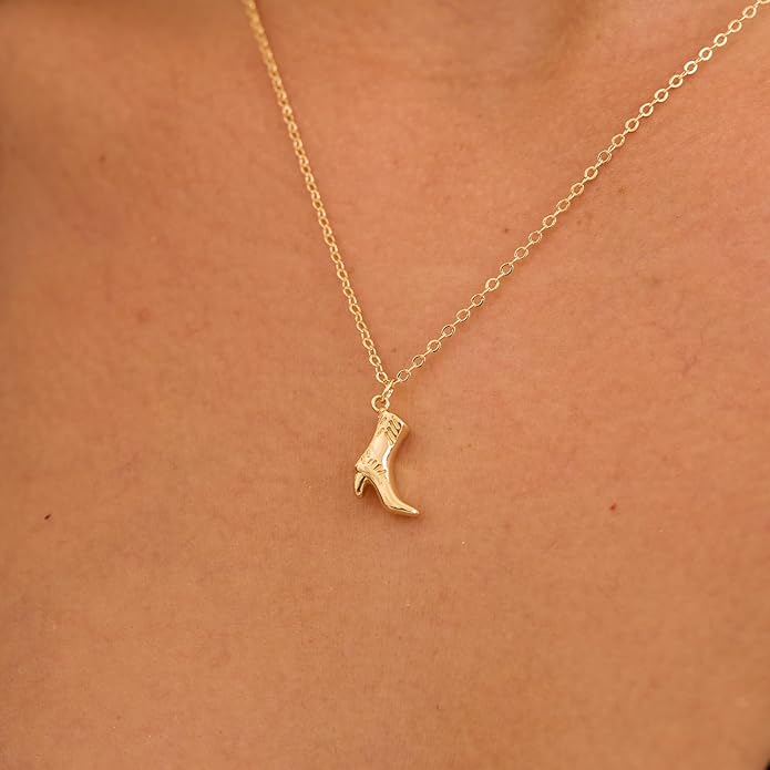 14K Gold Plated Dainty Pendant Butterfly Bead Boot Bee Baseball Flower Compass Airplane Heart Hummingbird Tree Necklace Simple Jewelry Gift for Women