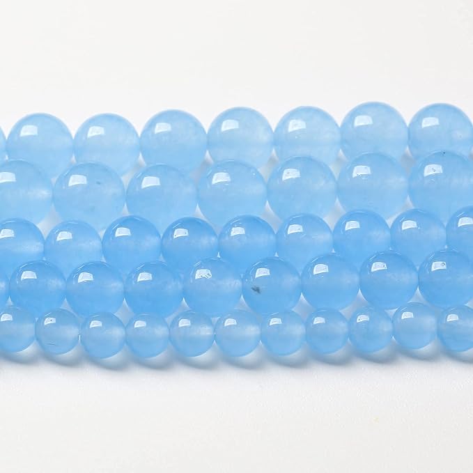 Blue Natural Chalcedony Aquamarines Stone Beads for Jewelry Making Round Jades Beads DIY Bracelet Accessories 6mm 61pcs