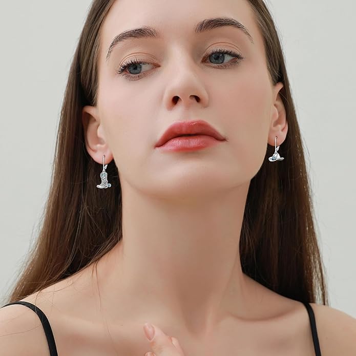 Western Earrings for Women 925 Sterling Silver Turquoise Western Country Dangle Drop Earrings Country Jewelry Gifts for Cowgirl Cowboy