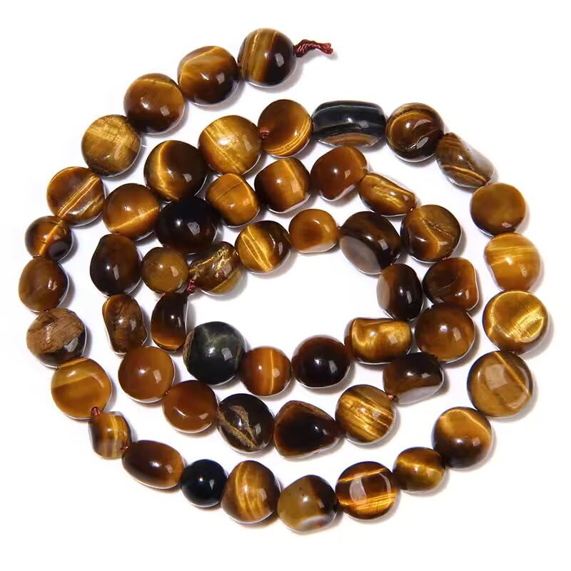 HAAMIIQII Natural Yellow Tiger Eye Pebble Stone 5-8mm Small Irregular Freeform Tumbled Loose Gemstone Beads for Jewelry Making Strand 15 Inch (45-50pcs) - color: Yellow Tiger's Eye