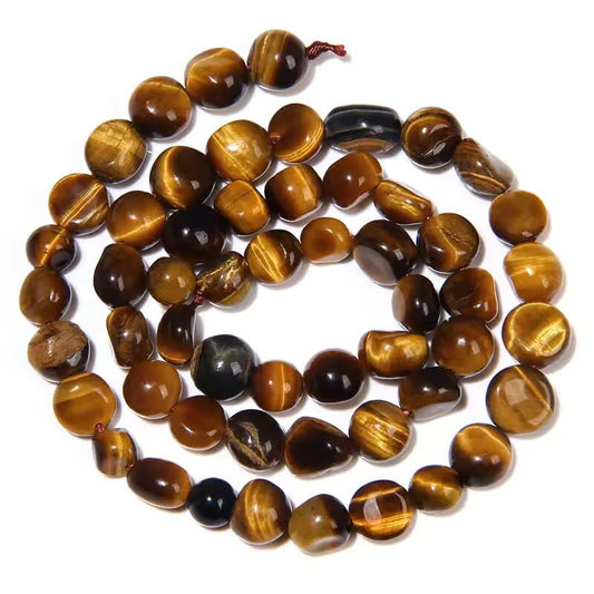 HAAMIIQII Natural Yellow Tiger Eye Pebble Stone 5-8mm Small Irregular Freeform Tumbled Loose Gemstone Beads for Jewelry Making Strand 15 Inch (45-50pcs) - color: Yellow Tiger's Eye