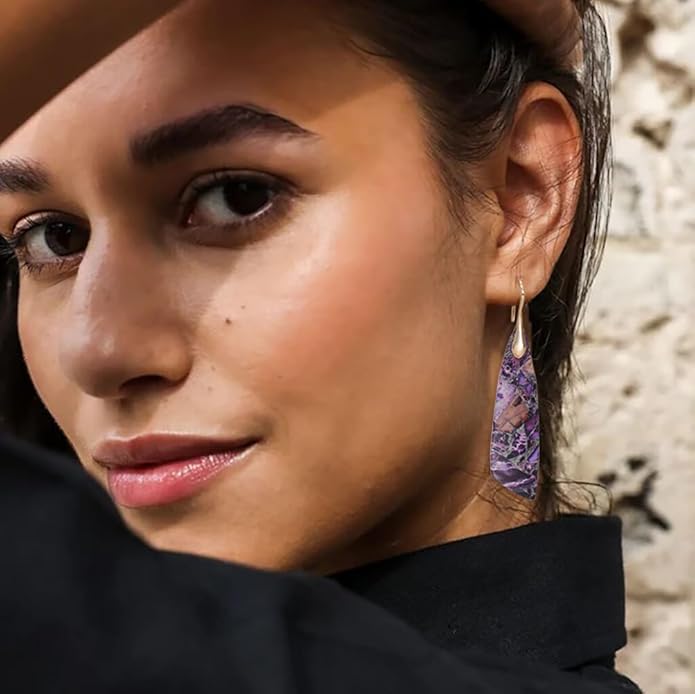 Natural Stone Earrings for Women Boho Triangles Dangle Drop Earrings