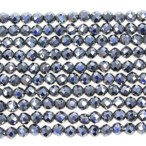 MJDCB 3mm Faceted Natural Terahertz Round Loose Beads for Jewelry Making DIY Bracelet Necklace - color: Terahertz