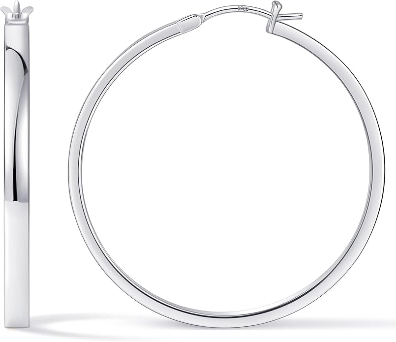 Gacimy Flatted Hoop Earrings for Women 14K Gold Plated with 925 Sterling Silver Post