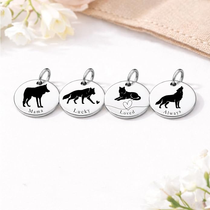 SM Design Mama Animal Charm Set – Set of 4 Stainless Steel Charms – Motherhood & Family Keepsake Jewelry Charmss