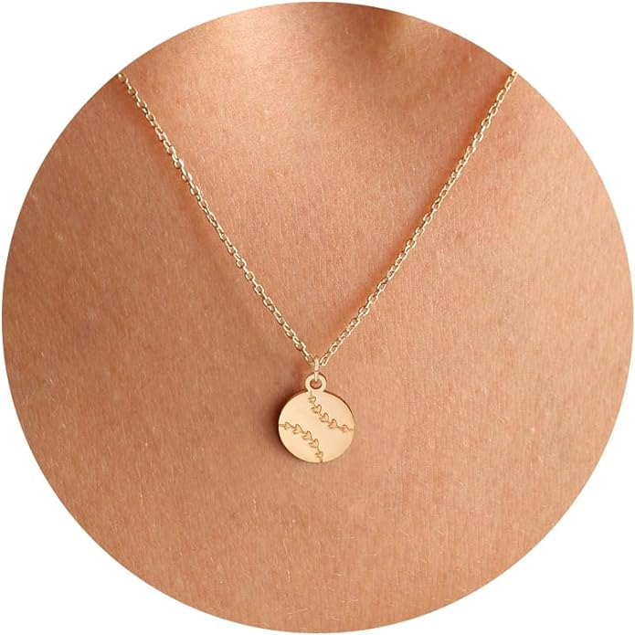 14K Gold Plated Dainty Pendant Butterfly Bead Boot Bee Baseball Flower Compass Airplane Heart Hummingbird Tree Necklace Simple Jewelry Gift for Women