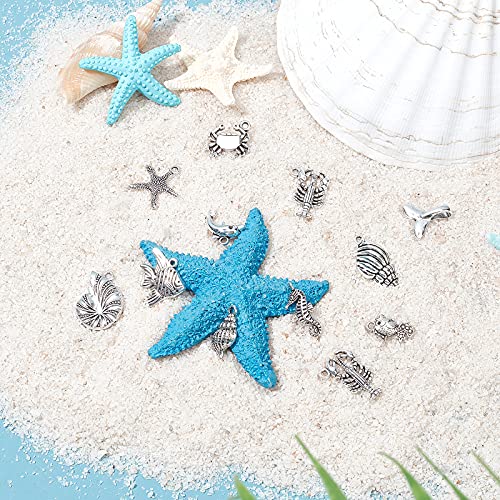PH PandaHall 90pcs 15 Style Ocean Fish Charms Tibetan Seashell Marine Pendants Antique Silver Animal Sea Creatures Charms Pendants for Wakiki Hawaii DIY Bracelet Necklace Keychain Jewelry Making - color: 15 Styles Sea Creatures - 90pcs