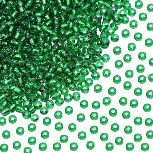 Round Glass Beads Penta Angel 2200Pcs 2mm Mini Craft Loose Spacer Pony Beads for Earring Bracelets Necklace Waist Beads Jewelry Making(Green) - color: Green