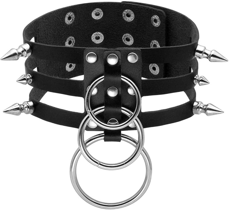 Eigso Vintage Punk Goth Studded Rivet Pu Leather Collar Choker Necklace with Spikes Adjustable