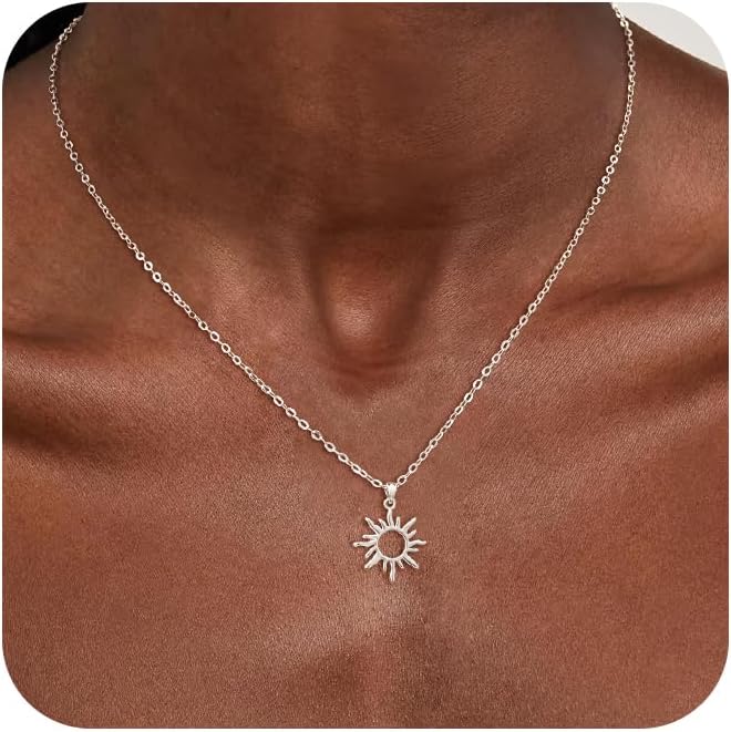 CHESKY Layered Necklaces for Women Trendy, Dainty 14k Gold Plated Pendant Necklace Layering Necklace for Women Non Tarnish Hypoallergenic Sun Gold Necklace Stack Gold Jewelry for Women Gifts