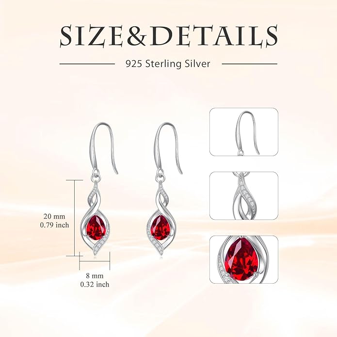 Birthstone Earrings for Women 925 Sterling Silver Infinity Love Jewelry Valentines Day Birthday Gifts for Her Mom Wife Girlfriend