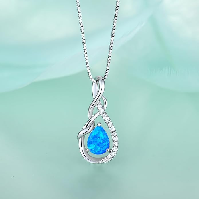 STARCHENIE Infinity Teardrop Pendant Necklace for Women 925 Sterling Silver Birthstone Jewelry