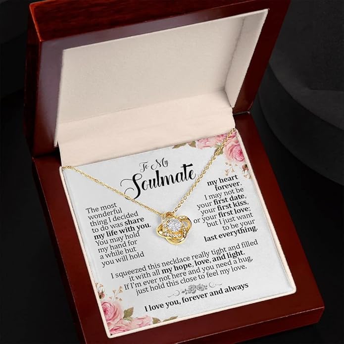 To My Beautiful Soulmate Necklace For Women, Necklace For Wife From Husband, Girlfriend Necklace From Boyfriend, Wife Birthday Gifts From Husband, Gifts Boxes For Women, Soulmate Necklace For Her