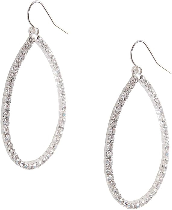 Simulated Diamond Teardrop Dangle Earrings For Women - Gold or Silver Tone with Cubic Zirconia - Hypoallergenic and Safe for Sensitive Ears