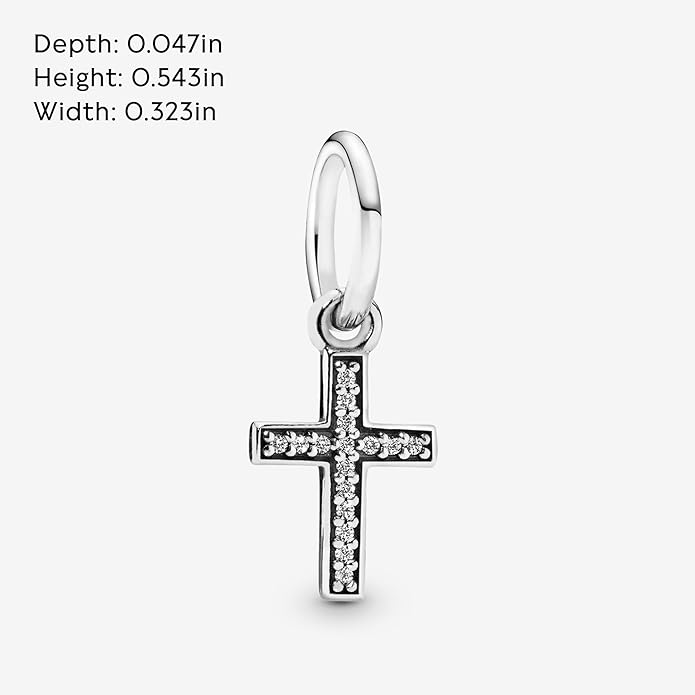 PANDORA Sparkling Cross Dangle - Compatible ME/Moments - Sterling Silver Charm with Cubic Zirconia - Gift with Gift Box