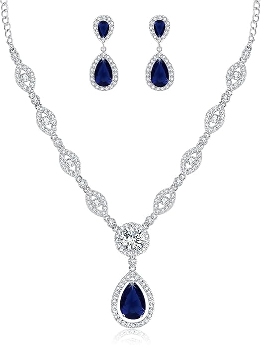 GULICX AAA Cubic Zirconia CZ Silver Plated Base Women's Party Jewelry Set Earrings Pendant Necklace