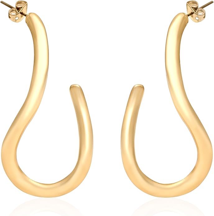 18K Gold Plated Sculptural Earrings Set for Women – Hypoallergenic, Lightweight, Modern Hoop & Drop Styles – 6 Bold Statement Designs – Christmas, Holiday, Thanksgiving Gift, Halloween