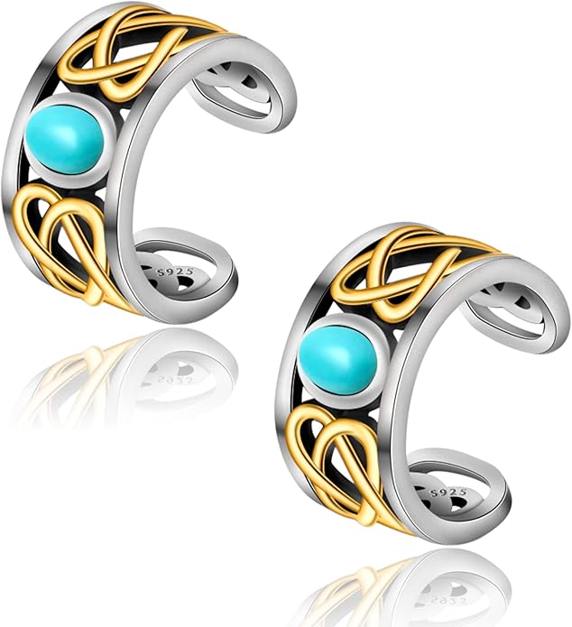 CHIC & ARTSY 925 Sterling Silver Ear Cuffs for Women, Non Piercing Clip On Cartilage Cuffs, Adjustable Fake Conch & Helix Earrings, Gold Plated & Oxidized Various Styles