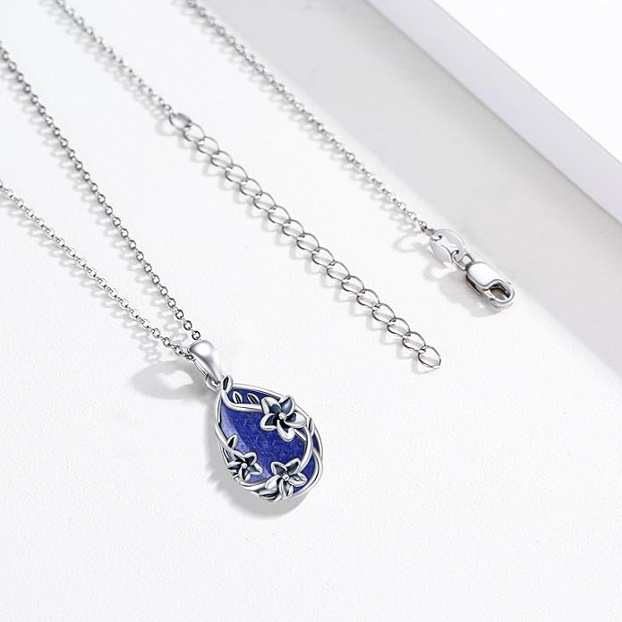 JUSTKIDSTOY Moonstone Necklace 925 Sterling Silver Teardrop Pendant Necklace Jewelry Gifts for Women Girls