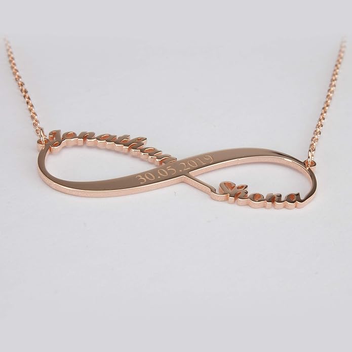 Personalized Gold Infinity Name Necklace with Heart Beautiful Arrow Anchor Compass Mountain Constellation Forever Love Pendant Jewelry Best Birthday Gift Ideas for Women Girls Mother Daughter Friendship
