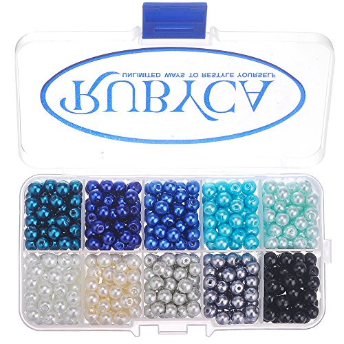 RUBYCA Czech Satin Luster Glass Pearl Round Beads for Jewelry Making, 6mm, Mix Colors, Organizer Box - color: Pearl Luster Mixed Colors #2, size: 6mm