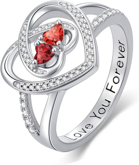 Valentine's Day Gifts for Women Birthstone Rings for Women Heart Statemet Engagement Eternity Wedding Promise Rings Jewelry Anniversary Christmas Valentine Mothers Day Birthday Gifts for Wife Her Girlfriend