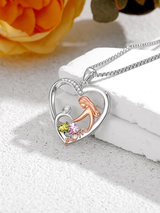 Valentines Day Gift for Mom Mother Daughter Necklace Birthstone Necklaces for Women Anniversary Jewelry Valentine Mothers Day Christmas Birthday Gifts for Mom Women Her Wife Girlfriend
