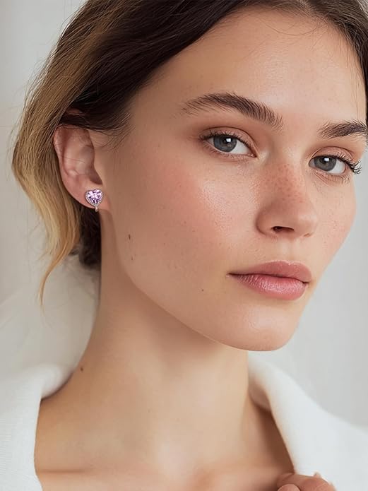 FindChic Sparkling Birthstone Clip On Earrings for Women, Silver Plated Stud Earrings 8MM Cubic Zirconia Non Pierced Studs, 12 Months Birthday Jewelry Gift