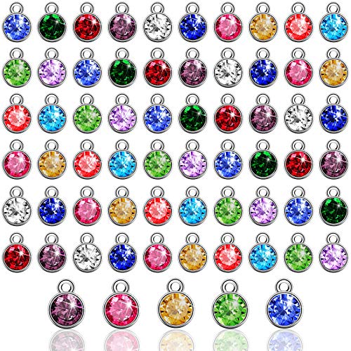 Hicarer 72 Pcs Crystal Birthstone Charms DIY Beads Pendant Crystal Charm for Jewelry Necklace Bracelet Earring Making, 7 mm - color: Light Colors