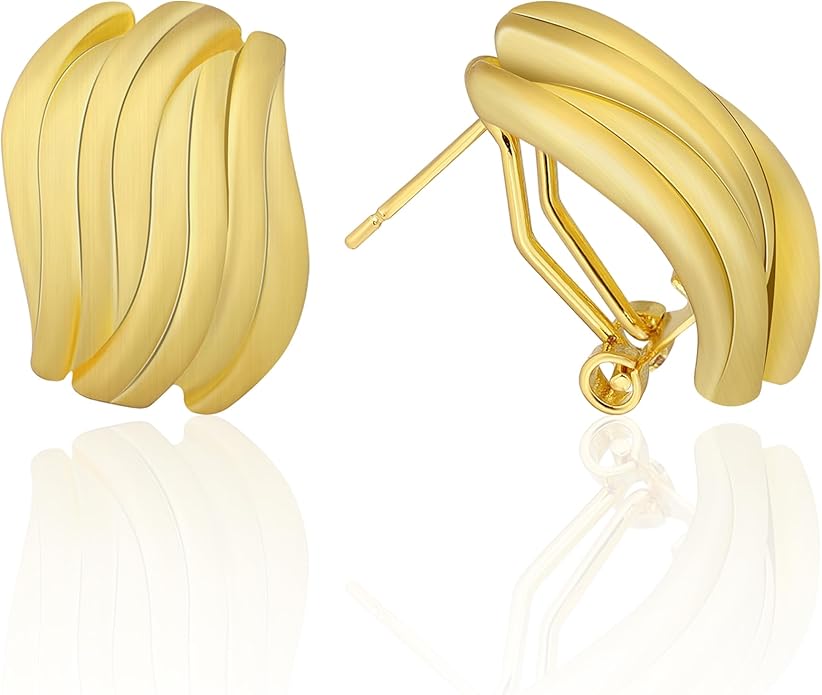 Mytys Two Tone Huggie Hoop Earrings Cross Over Design Twisted Rope Silver Gold Statement Wide Band Clip On Hoops for Women Fashion Jewelry Gift