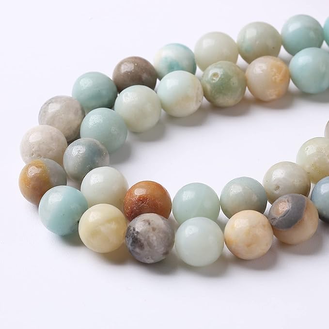 12mm 31pcs Natural Stone Beads Colorful Amazonite Gemstone Round Loose Beads for Jewelry Making DIY Bracelet Necklace Earrings15 Inch