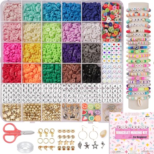 Mio Angle Bracelet Making Kit for Beginner 5000Pcs Preppy Polymer Friendship Bracelet Making with Charms Kit for Jewelry Making DIY Arts and Crafts Birthday Gifts Toys for Kids Age 6-13 - color: Multicolor