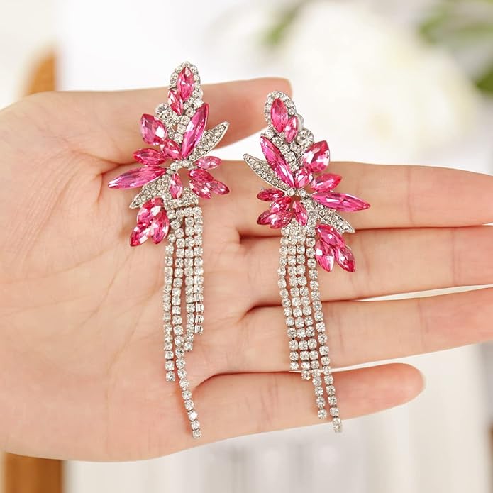mecresh Marquise Crystal Bridal Chandelier Dangle Drop Earrings Ladies Gifts in Silver/Gold Tone