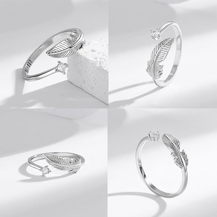 OOOPEL Sterling Silver Adjustable Ring S925 Silver Rings for Women Cubic Zirconia Twist Love Knot Dainty Ring Silver Minimalist Open Finger Rings Silver Thumb Sterling Silver Ring