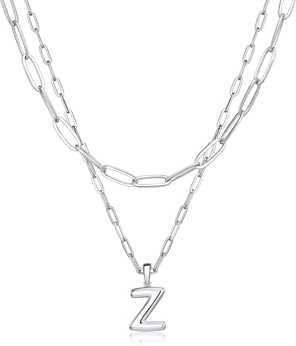 adoyi Valentines Day Gifts for Women Hers Dainty 14K Gold Plated Heart Initial Necklaces Layered Letter A-Z Pendant Necklace Stack Trendy Jewelry Birthday Valentines Day Gifts for Women Jewelry