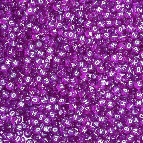 Ornaland 1480Pcs Purple Letter Beads for Jewelry Making Bulk 7x4MM Small Acrylic Round Alphabet Beads for Earrings Necklaces Bracelets DIY Supplies - color: Purple