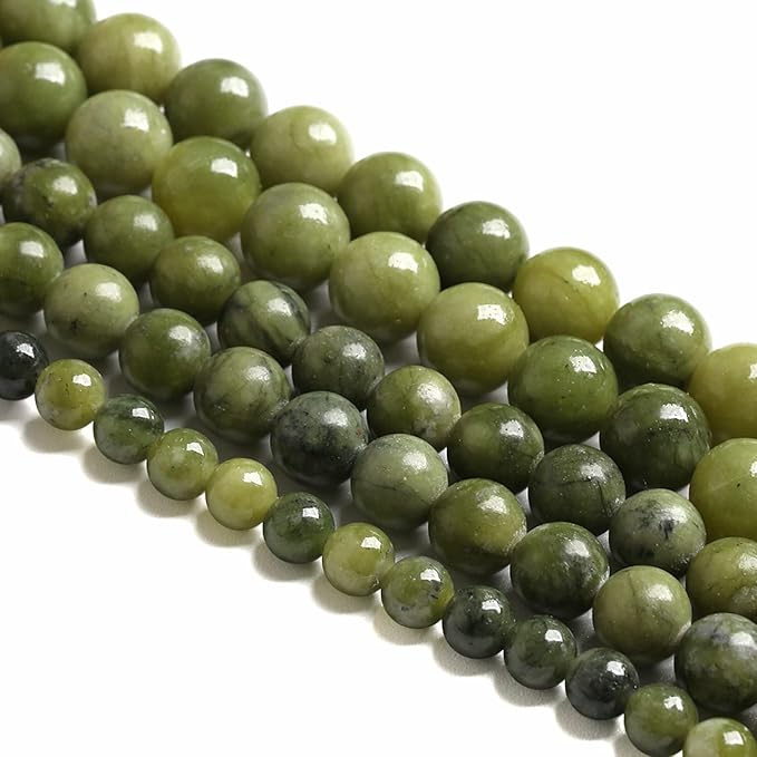 90PCS 8MM Natural Stone Chinese Green Jade Loose Beads for Jewelry Making DIY Bracelet Necklace