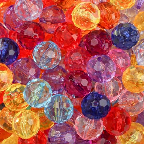 20mm Transparent Colorful Acrylic Beads 180pcs Chunk Bubblegum Bead Color Beadable Beads for Pen Bag Jewelry Making Necklace Bracelets (Color&Transparent) - color: color&transparent