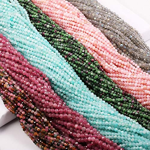 Natural Faceted Amethysts Beads Natural Stones Loose Bead for Jewelry Making Bracelet Necklace (Size 4mm,Length 15") - color: Amethysts, size: 4mm