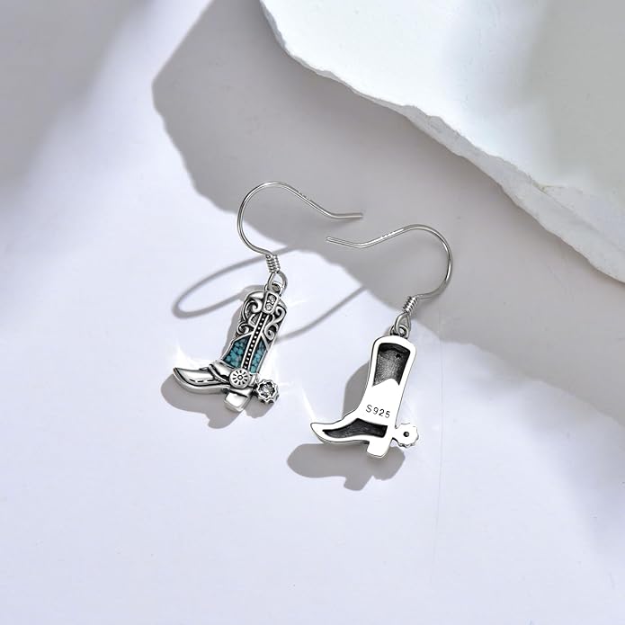Western Earrings for Women 925 Sterling Silver Turquoise Western Country Dangle Drop Earrings Country Jewelry Gifts for Cowgirl Cowboy