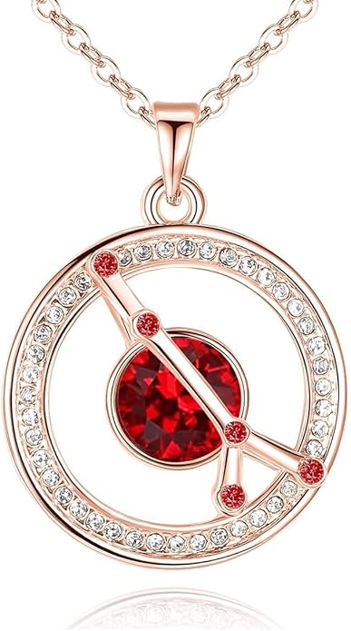 Leafael "Superstar Zodiac Constellation Pendant Necklace Made with Premium Crystal Horoscope Jewelry, Gold or Rose Gold Plated, 18"+ 2"